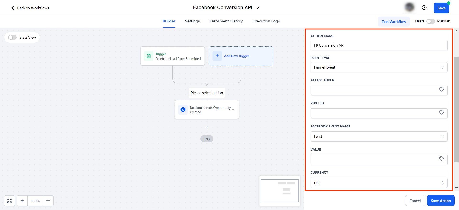 Facebook Conversion API Workflow